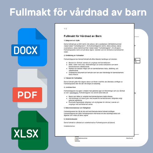 نموذج توكيل حضانة الأطفال - Word/PDF/Excel