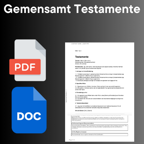 Gemensamt Testamente Mall - Word/PDF ikoner