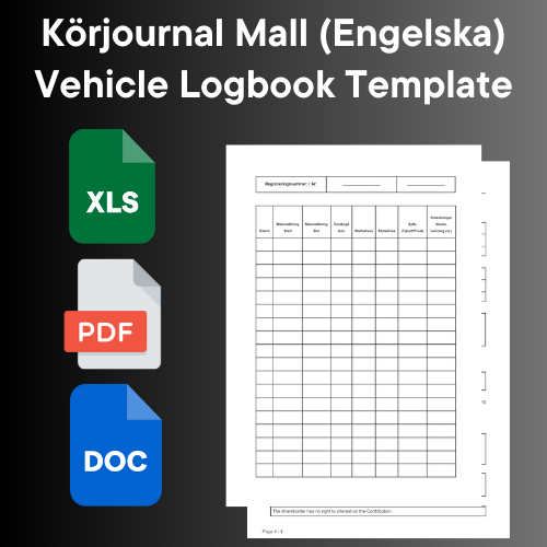 Vehicle Logbook Template With XLS PDF and DOC iCONS.