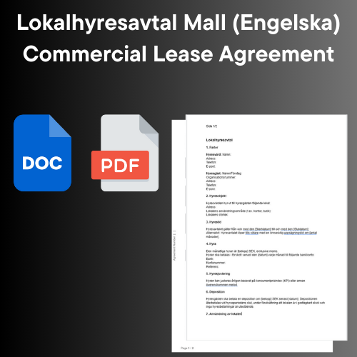 Lokalhyresavtal Mall (Engelska) Commercial Lease Agreement