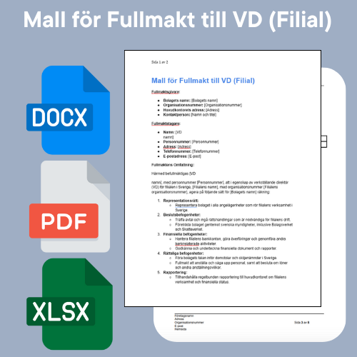 نموذج توكيل للرئيس التنفيذي (الفرع) - Word/PDF/Excel