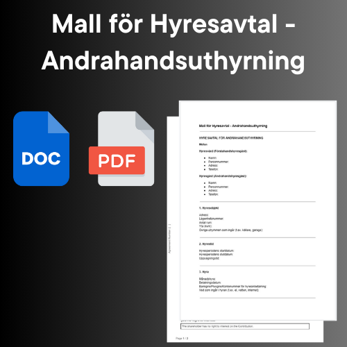 Mall för Andrahandsuthyrning Word/PDF Ikoner