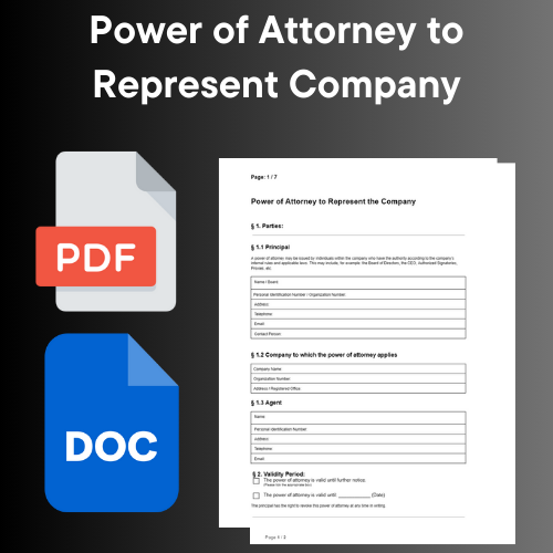 Power of Attorney to Represent the Company - PDF and DOC (word) icons