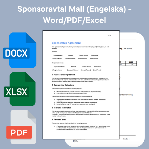 نموذج اتفاقية الرعاية باللغة الإنجليزية (Word/PDF/Excel) اتفاقية الرعاية