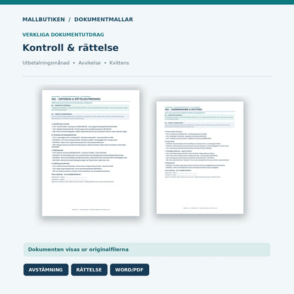 Faktiska mallutdrag från AGI rättelseutredning och inlämningskvittens Word och PDF