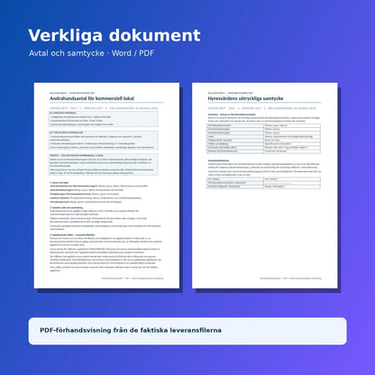 Förhandsvisning av de faktiska avtals- och samtyckesmallarna för lokalhyra