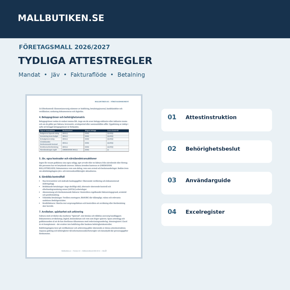 Attestinstruktion, behörighetsbeslut och användarguide 2027