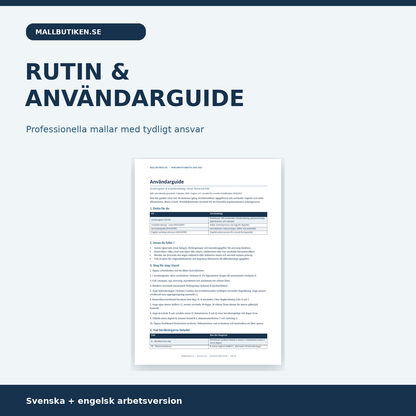 Avtalsbevakningsrutin och användarguide Word PDF svenska engelska
