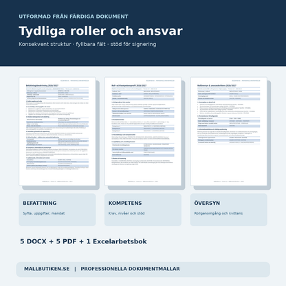 Befattningsbeskrivning roll- och kompetensprofil med ansvarskvittens och checklista