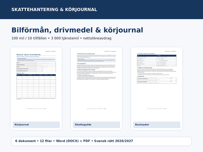 Bilförmån körjournal och skatteguide 2026/2027 – mall för tjänstebil och förmånsbil