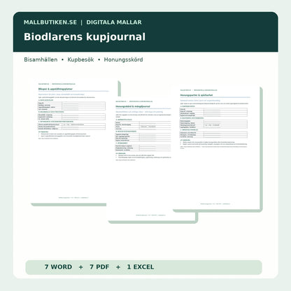 Biodlarens kupjournal – förhandsvisningar av Word- och PDF-mallar för kupbesök och skörd