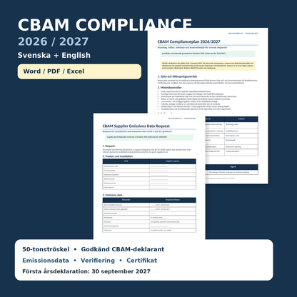 CBAM Compliance 2026/2027 svenska engelska Word PDF Excel