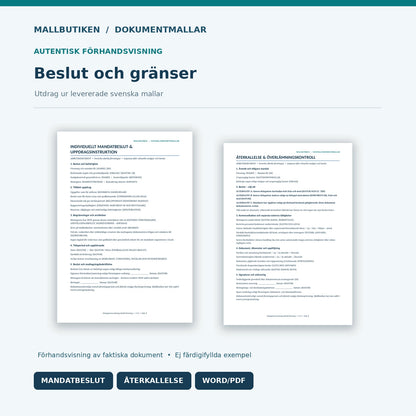 Autentisk dokumentförhandsvisning – mandatbeslut och återkallelse i Word/PDF
