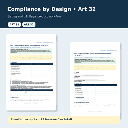 DSA compliance by design article 31 illegal product consumer information article 32 2026/2027