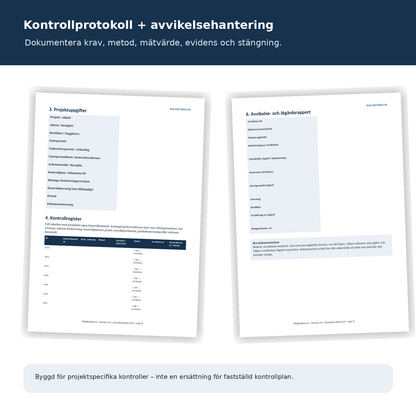 Egenkontroll bygg kontrollprotokoll och avvikelsehantering mall