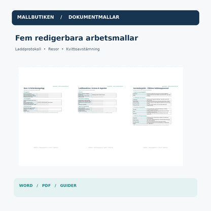 Förhandsvisning av laddningsprotokoll, reselogg och guider i redigerbar Word och sökbar PDF
