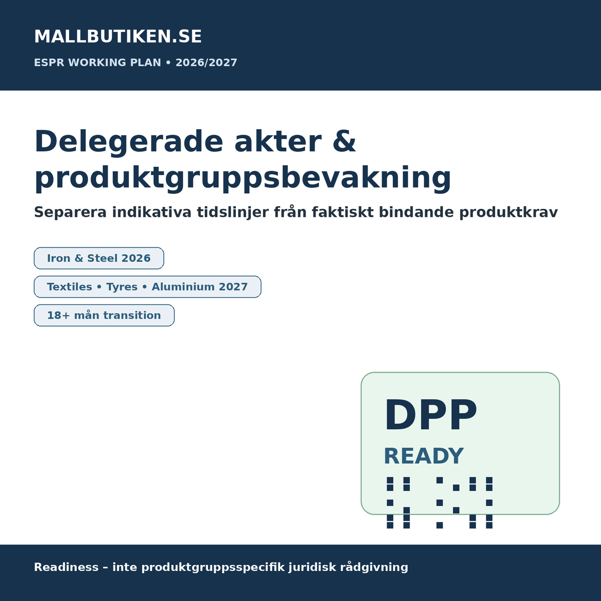 ESPR delegated act tracker iron steel textiles tyres aluminium 2026 2027