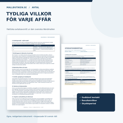 Finders fee avtal med klausuler om godkänd introduktion, provision och skyddsperiod