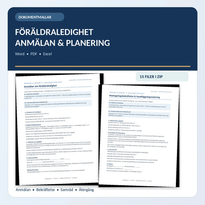 Föräldraledighetsanmälan och ledighetsplanering – Word PDF Excel