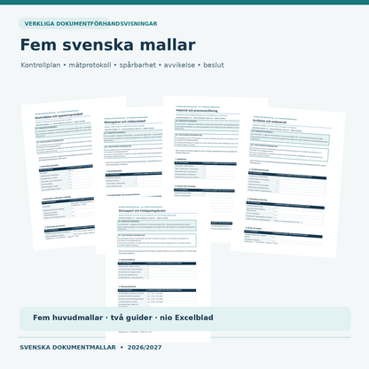 FAI kontrollplan och måttprotokoll: fem verkliga svenska dokumentmallar