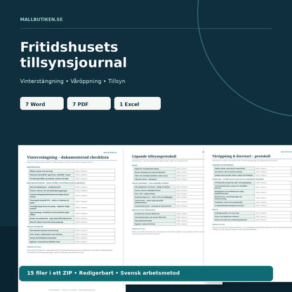Fritidshusets tillsynsjournal och vinterstängning – huvudbild med faktiska Word/PDF-mallar