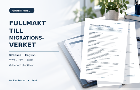 Gratis fullmakt till Migrationsverket – Word, PDF, Excel och svenska/engelska guider