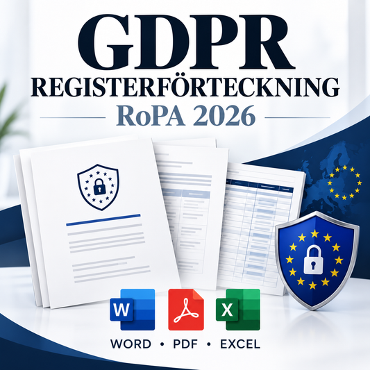 GDPR Registerförteckning RoPA 2026 – Word PDF Excel