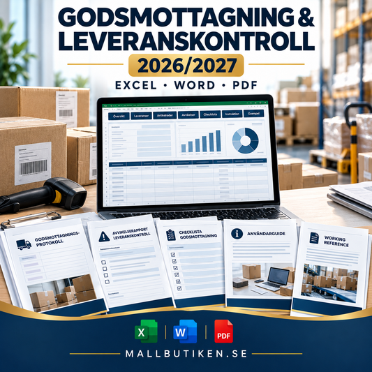 Godsmottagningsprotokoll och leveranskontroll 2026/2027 Excel Word PDF