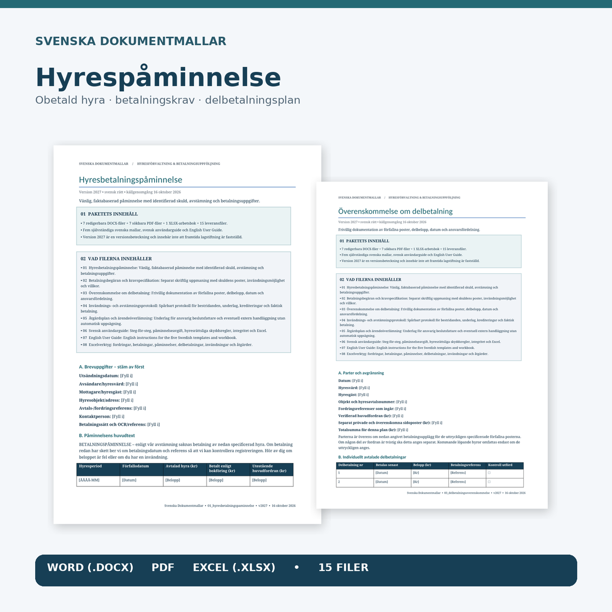 Hyrespåminnelse obetald hyra mall Word PDF Excel – verkliga dokumentförhandsvisningar