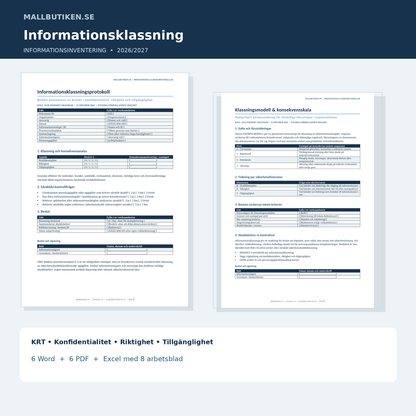 Informationsklassning och informationsinventering 2026 2027 i Excel Word PDF