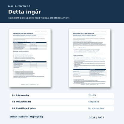 Inköpspolicy med inköpsmandat checklista och användarguide
