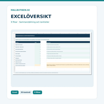 Intressentanalys i Excel – nio flikar och översikt med ID-kontroller och uppföljning