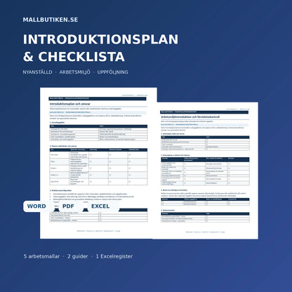 Introduktionsplan och introduktionschecklista för nyanställd i Word PDF och Excel