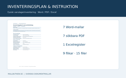 Inventeringsplan och räkneinstruktion – huvudbild Word, PDF och Excel