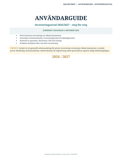 Användarguide till Investeringsavtal 2026/2027 steg för steg