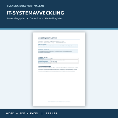 IT-systemavveckling med avvecklingsplan, Word, sökbar PDF och Excel