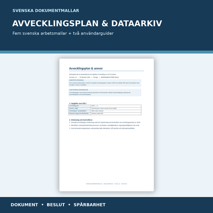 Fem svenska arbetsmallar för IT-avveckling, dataarkiv och verifierad stängning