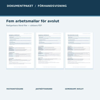 Förhandsvisning av uppsägningsmall för jakträtt och avslutsöverenskommelse i Word och PDF