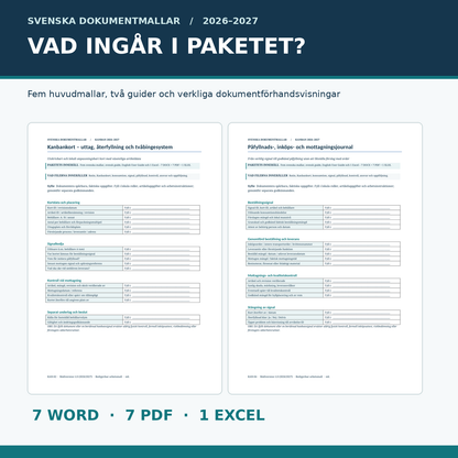 Kanbankort och påfyllnadsjournal verkliga dokumentförhandsvisningar