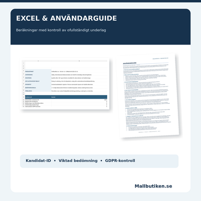 Kandidatmatris i Excel med bedömningsskala och GDPR-kontroll