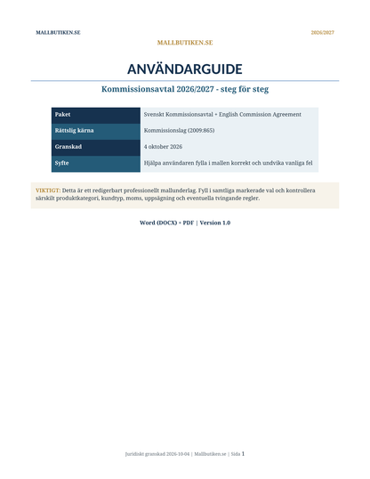 Användarguide till Kommissionsavtal 2026/2027 steg för steg