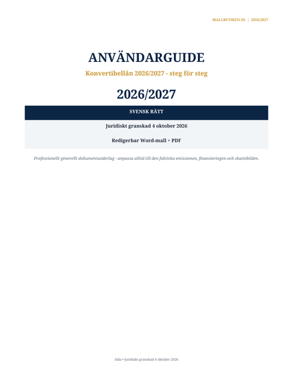 Användarguide till Konvertibellån 2026/2027 steg för steg
