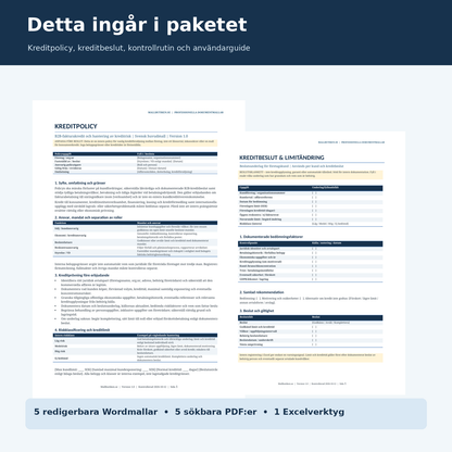 Kreditpolicy och kreditbeslutsblankett svenska Word PDF