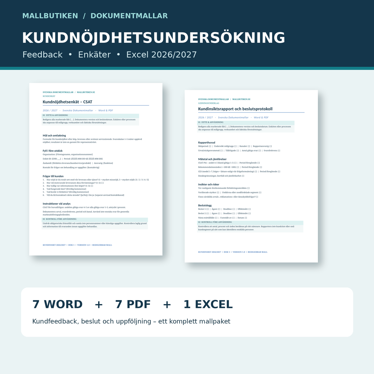 Kundnöjdhetsundersökning mall Word PDF Excel 2027 – verkliga dokumentförhandsvisningar