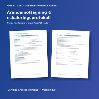 Förhandsvisning från mottagningsmall och eskaleringsprotokoll