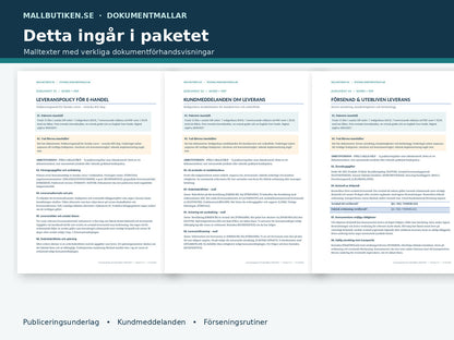 Leveranspolicy för e-handel 2027 – verkliga dokument med fraktvillkor, leveransförsening och kundmeddelanden