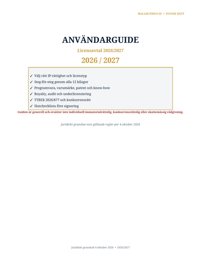Användarguide till Licensavtal 2026/2027 steg för steg