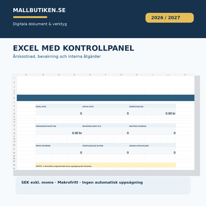 Excel dashboard för programvarulicenser och SaaS-kostnad per månad och år