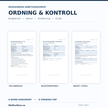 Personalkostnadsunderlag, budgetbeslut och avstämning i Word och PDF
