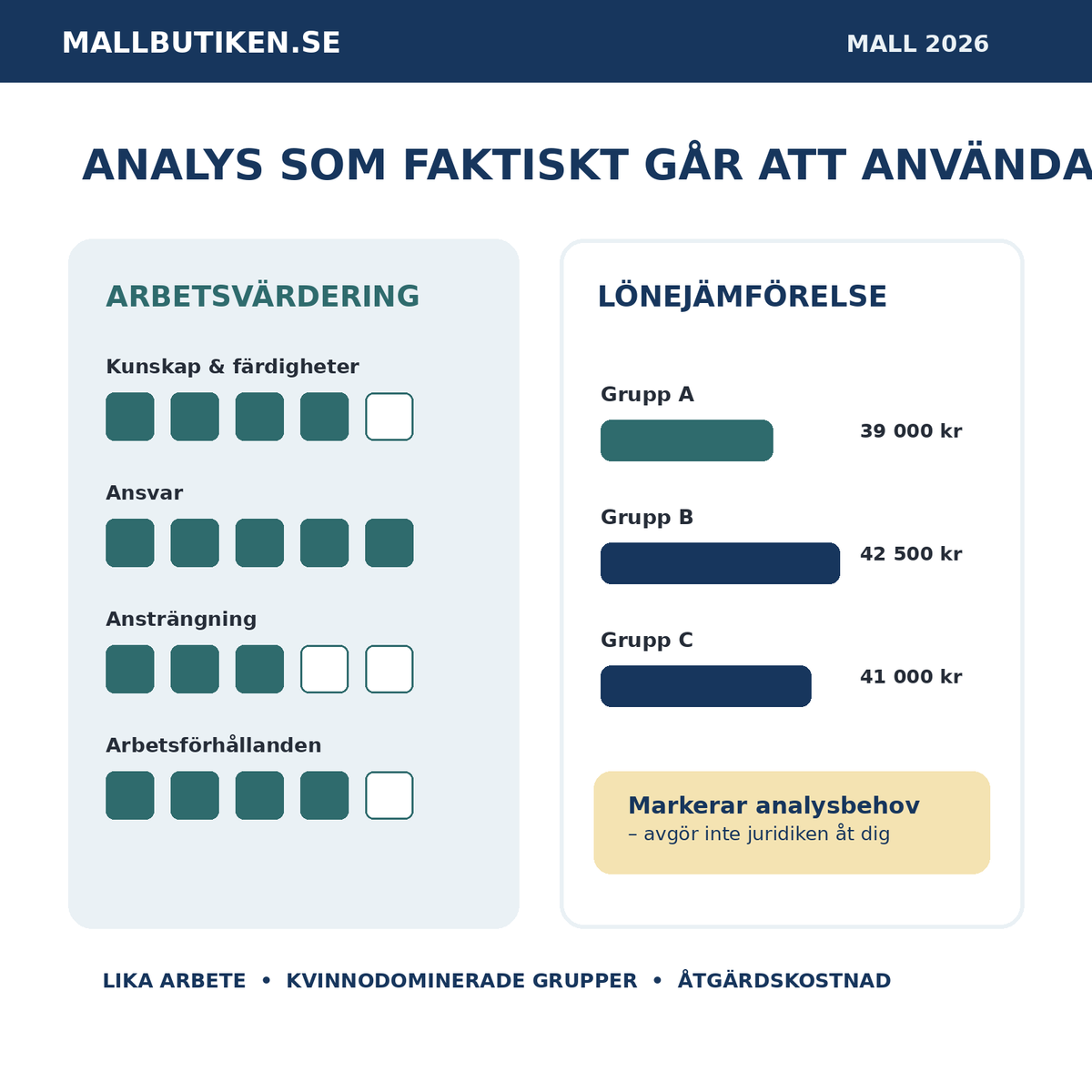 Excel analysverktyg för lönekartläggning och arbetsvärdering
